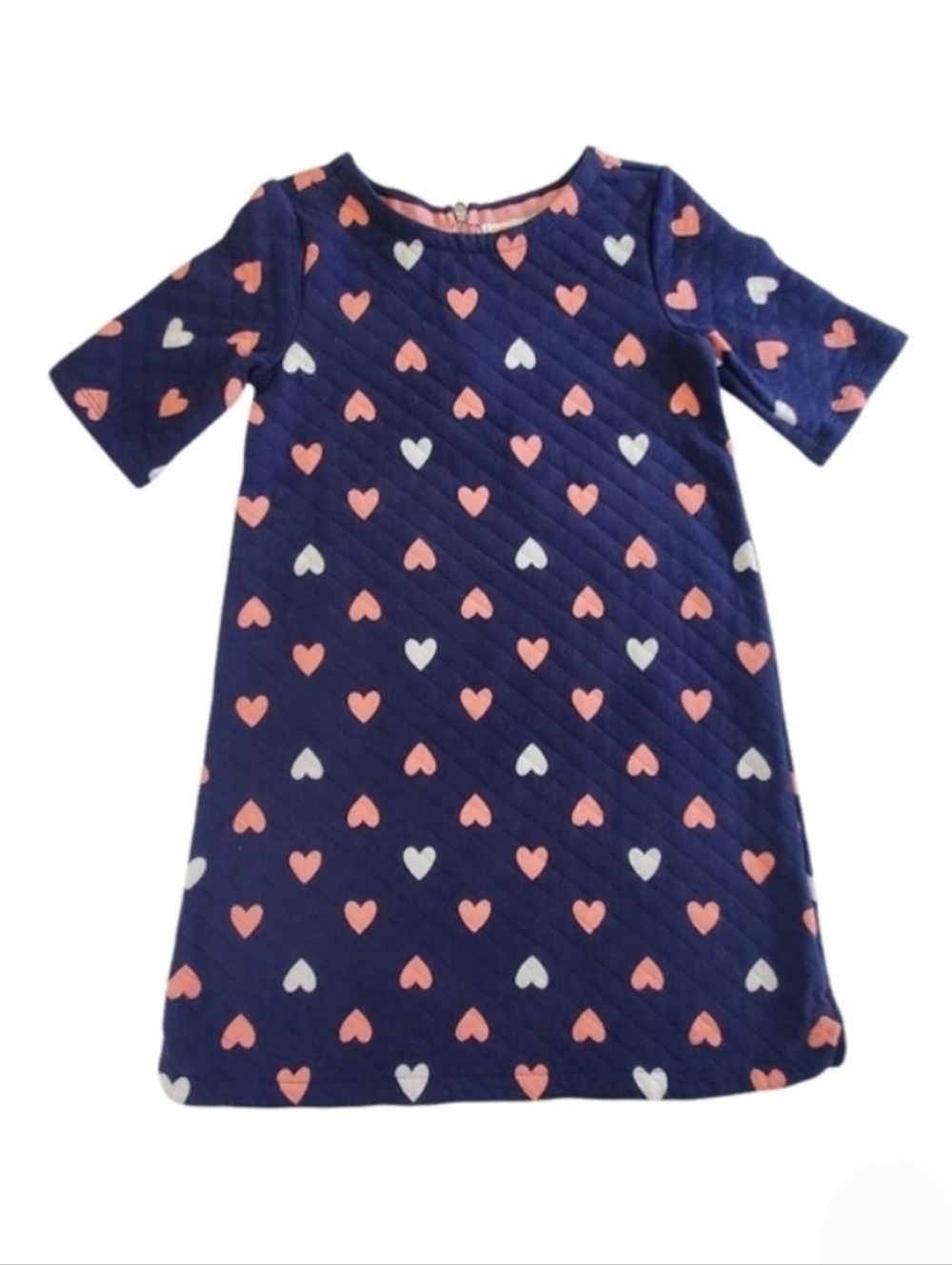 K1032 * Gymboree Girls Tails Of The City Quilted Heart Dress Blue Pink Size 8